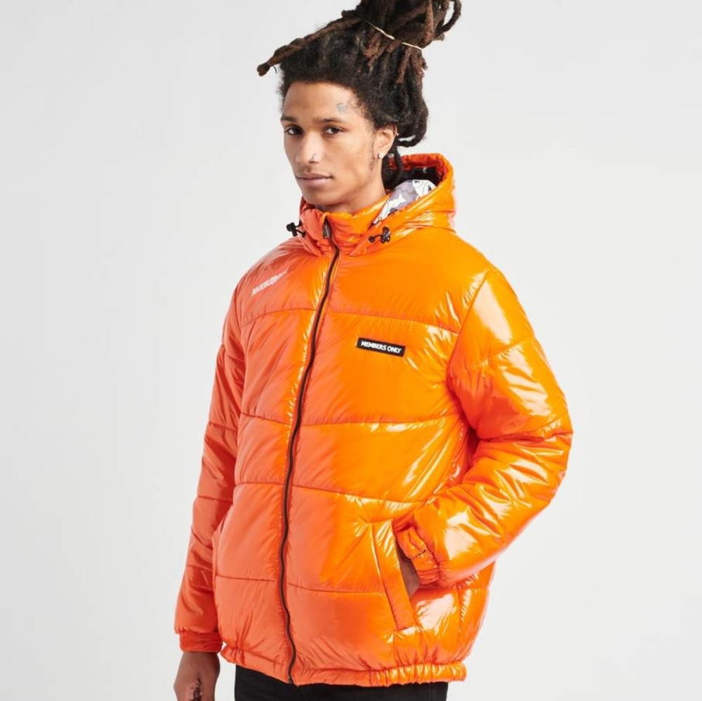 Members Only Orange nickelodeon bubble jacket